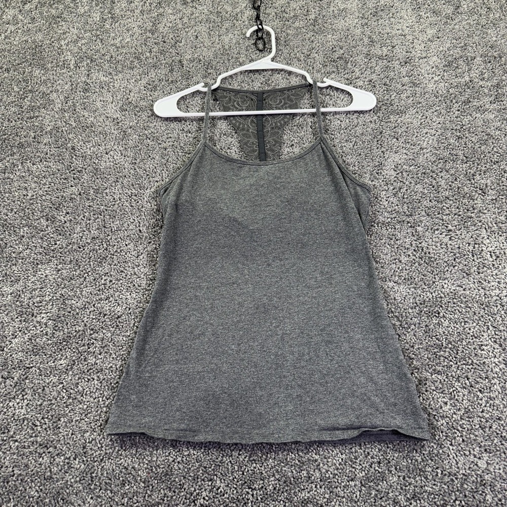 Maurices Camisole Womens M Gray Lace Racerback Tank Top Stretch Jersey Casual